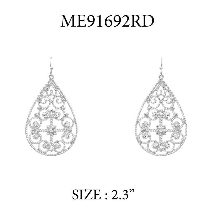 What's Hot – wholesale Hängande örhängen – Örhänge i silver med öppen filigran, 5,8 cm droppform.