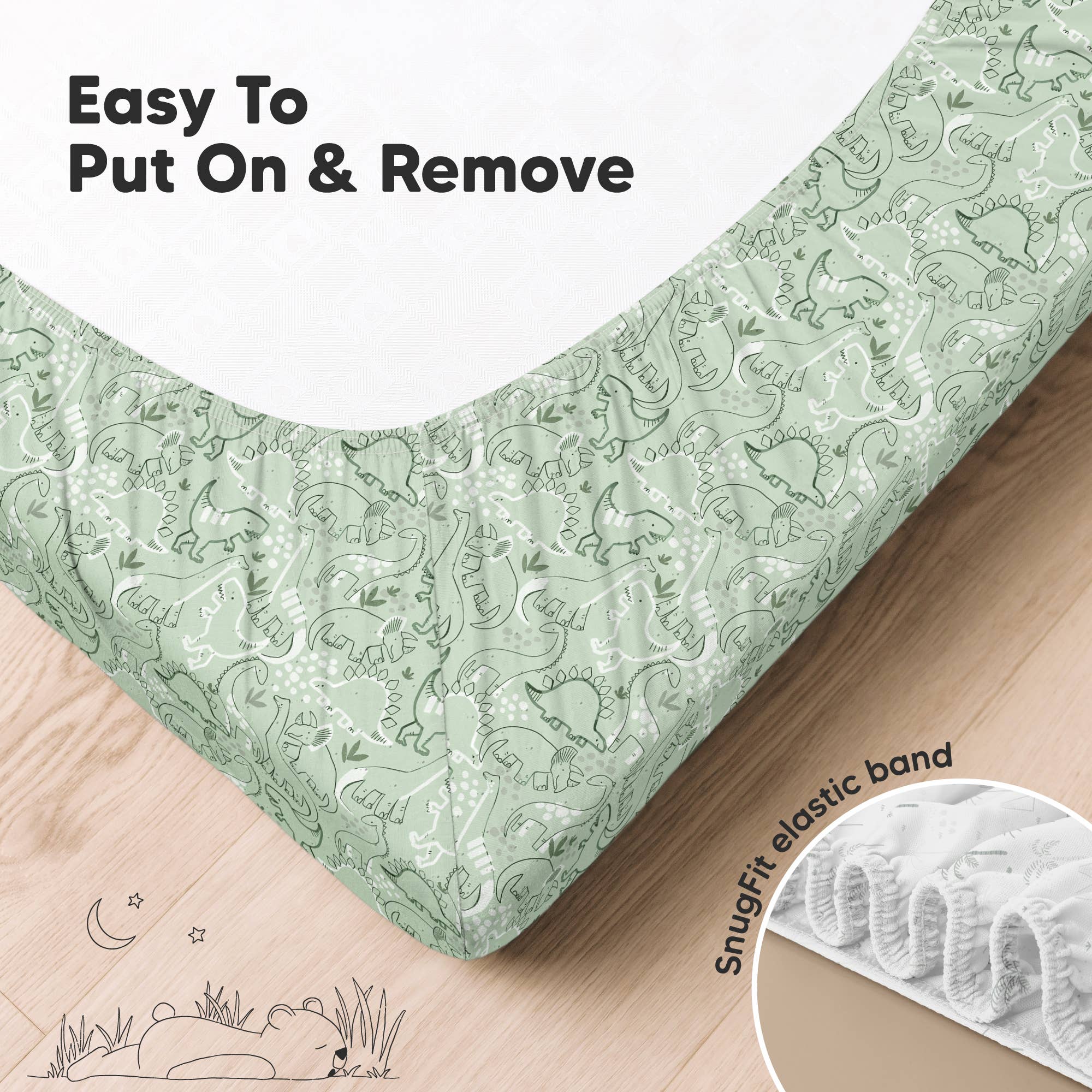 DinoDood 2-pack Organic Cotton Fitted Crib Sheet for wholesale on Faire5