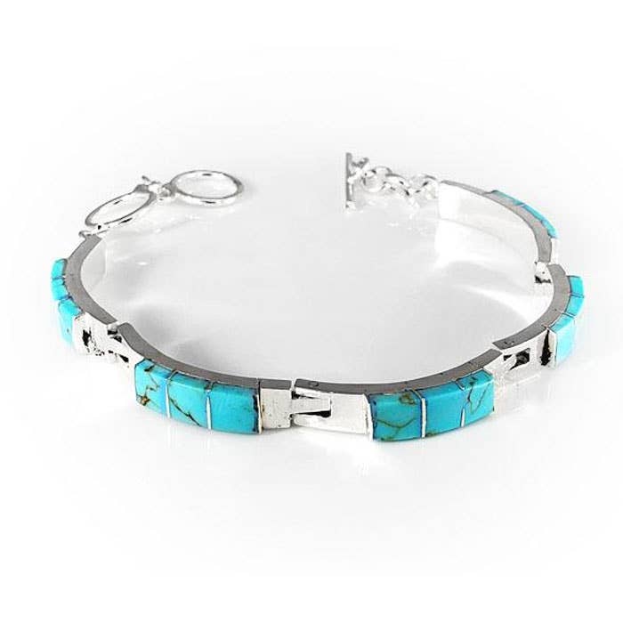 Bracelets de tennis en argent incrusté, articulés, en pierres semi-précieuses pour la vente par Costello International