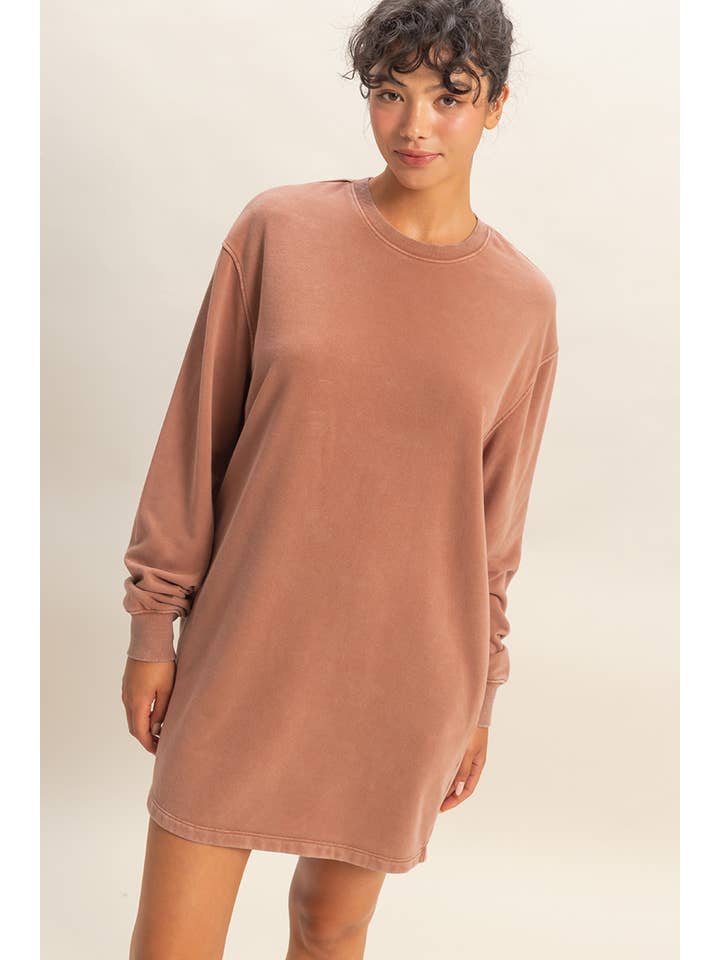 HYFVE – wholesale Dress – Women's – Mineral Washed Oversized Mini Sweatshirt Dress10