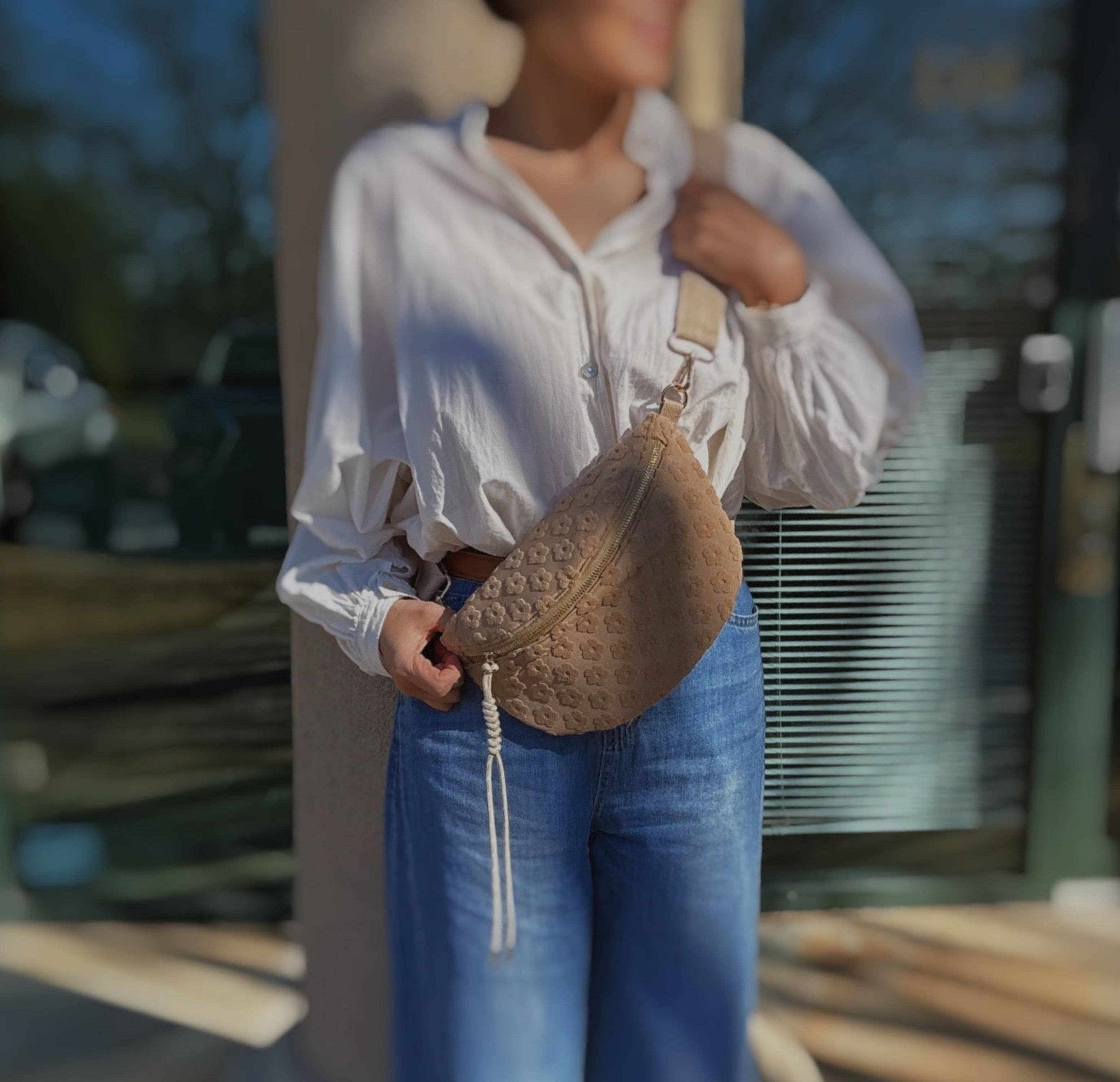 Ellison+Young - Wholesale Belt Bag - Women's - Embossed Daisy Blossom Belt Sling Bag6