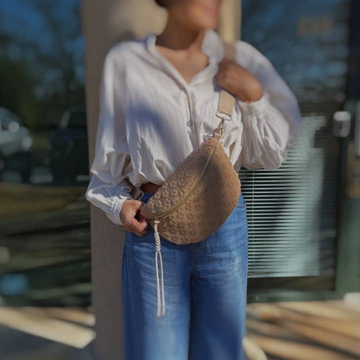 Ellison+Young - Wholesale Belt Bag - Women's - Embossed Daisy Blossom Belt Sling Bag6