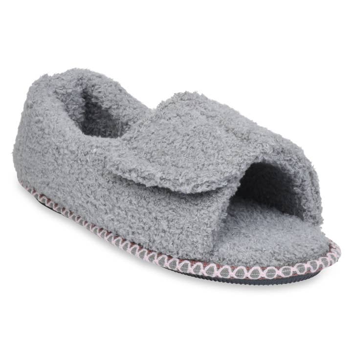 womens cozee fleece adjustable open toe edema slipper for wholesale by gaahuu