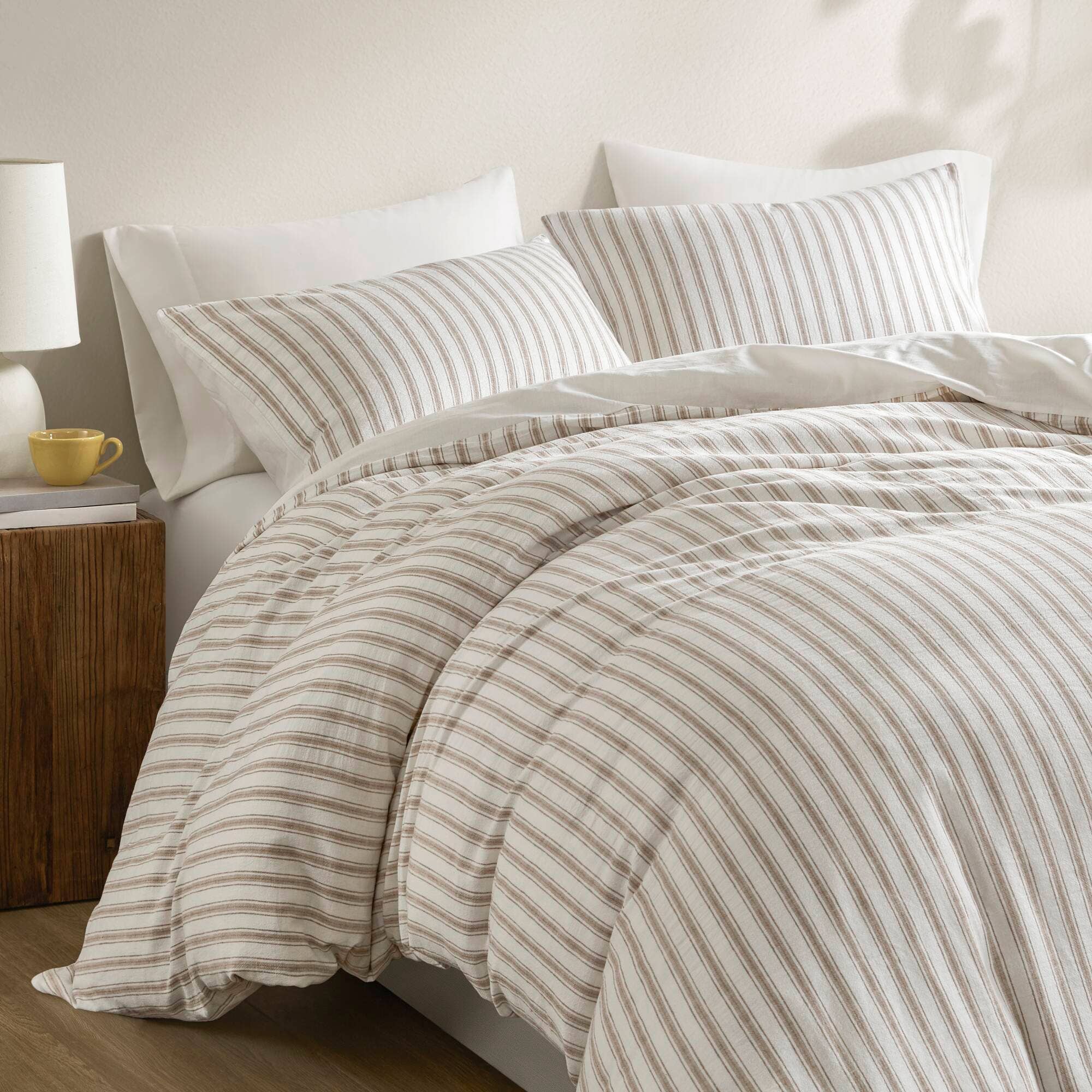 Olliix - Wholesale Bedding Set - 3 Piece Yarn-Dyed Stripes All-Seasons Duvet Set, Tan3