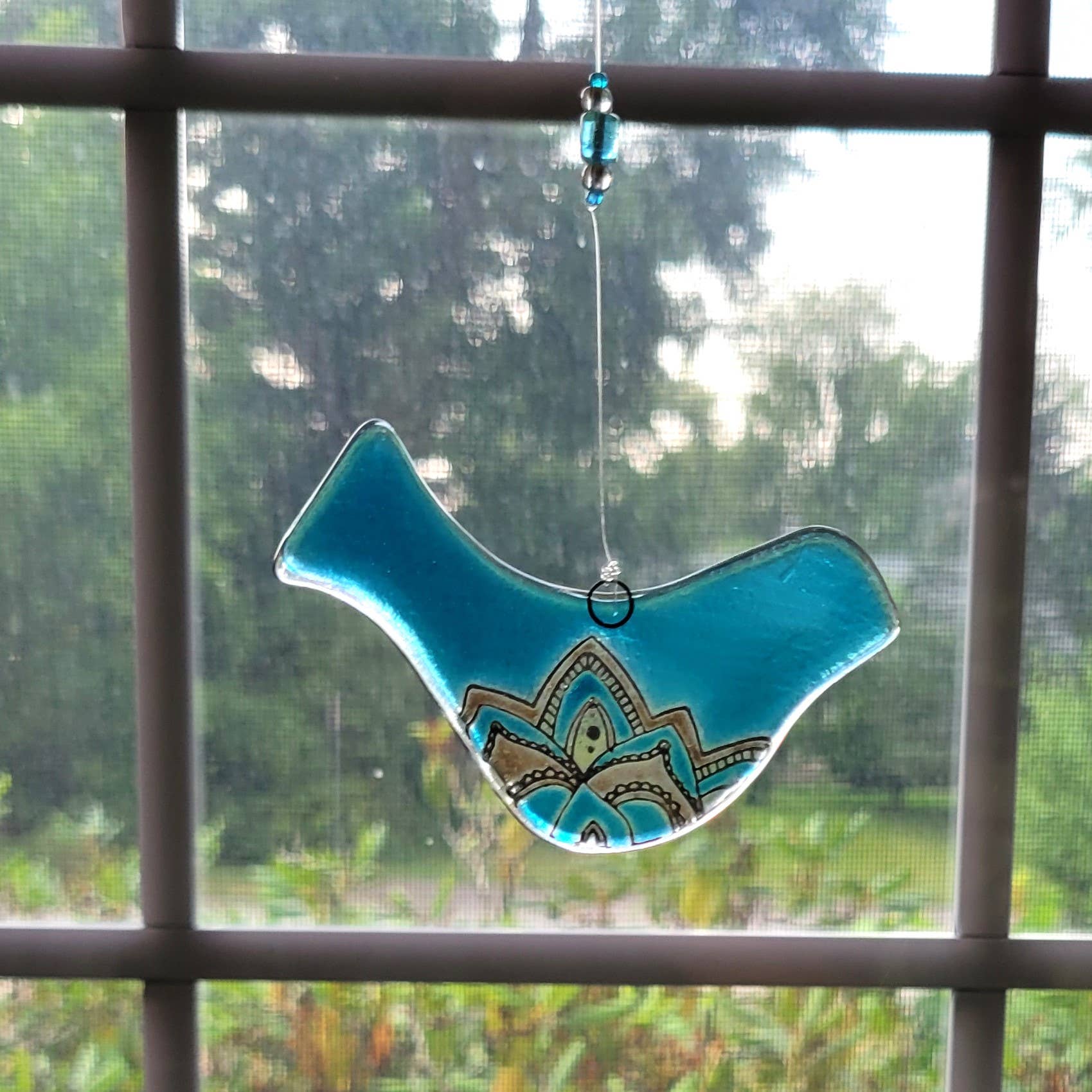 Eclectic Woodchuck – wholesale Suncatcher – Fused Glass Blue Bird Suncatcher2