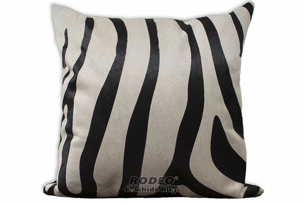 Rodeo - Wholesale Throw Pillow Cover - Zebra Printed on Cowhide Pillow Cover Double Sided2