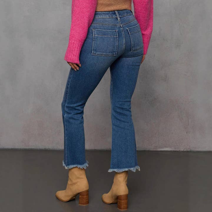 Blue Women Washed Stretch Ankle Office Commuter Jeans for wholesale on Faire5