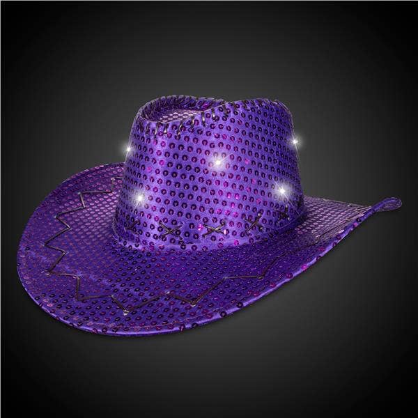 Windy City Novelties - Wholesale Cowboy Hat - Unisex - LED Purple Sequin Cowboy Hat3