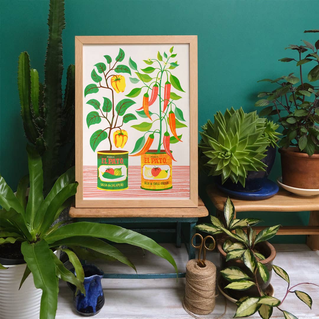 Printer Johnson Ltd - Wholesale Art Print - Chilli Peppers | A3 Risograph Print, wall art | Gardener2