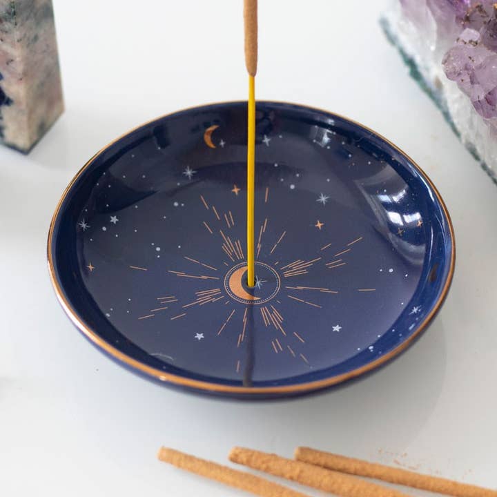 Starry Sky Celestial Ceramic Incense Holder Plate for wholesale by Something Different Wholesale