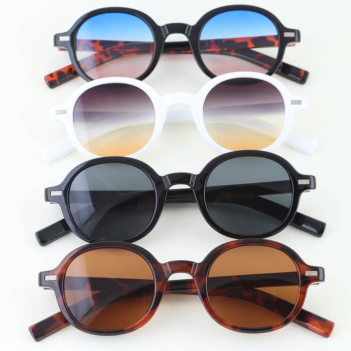Modern Bar Gradient Round Sunglasses for wholesale by 3AM BY H&D ACCESSORIES