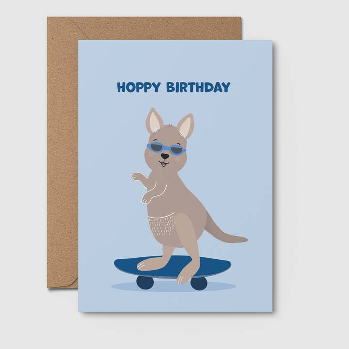 Skater Birthday | BIRTHDAY CARD, Kangaroo Greeting Card for wholesale by From Rosalie