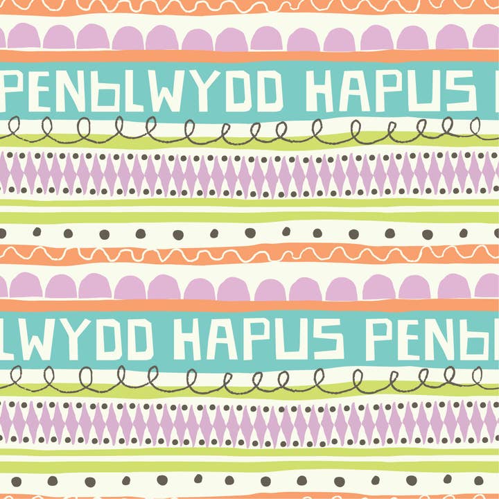 Designs by flo - Wholesale Flat Wrap - Stripe Penblwydd Hapus1