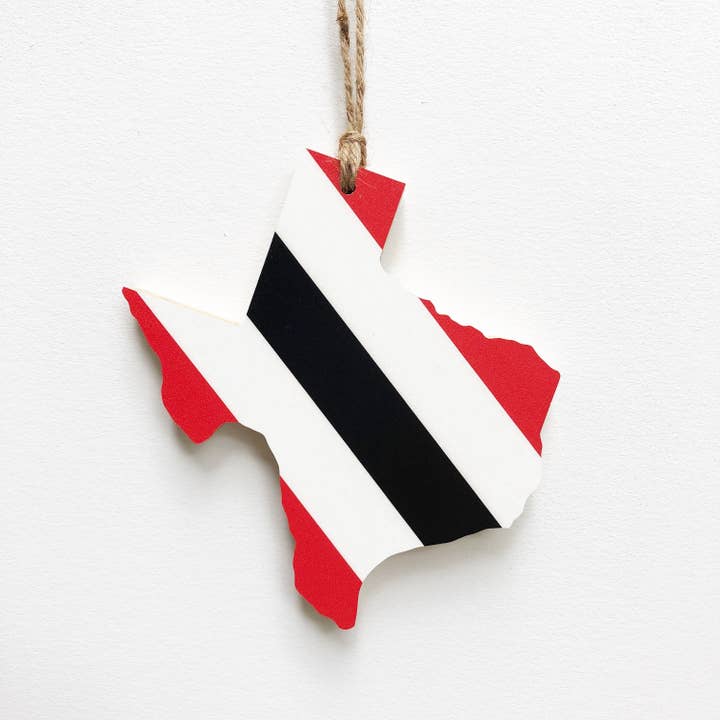 Red/White/BlackTeam Spirit Texas Ornaments for wholesale by Hemlock & Heather