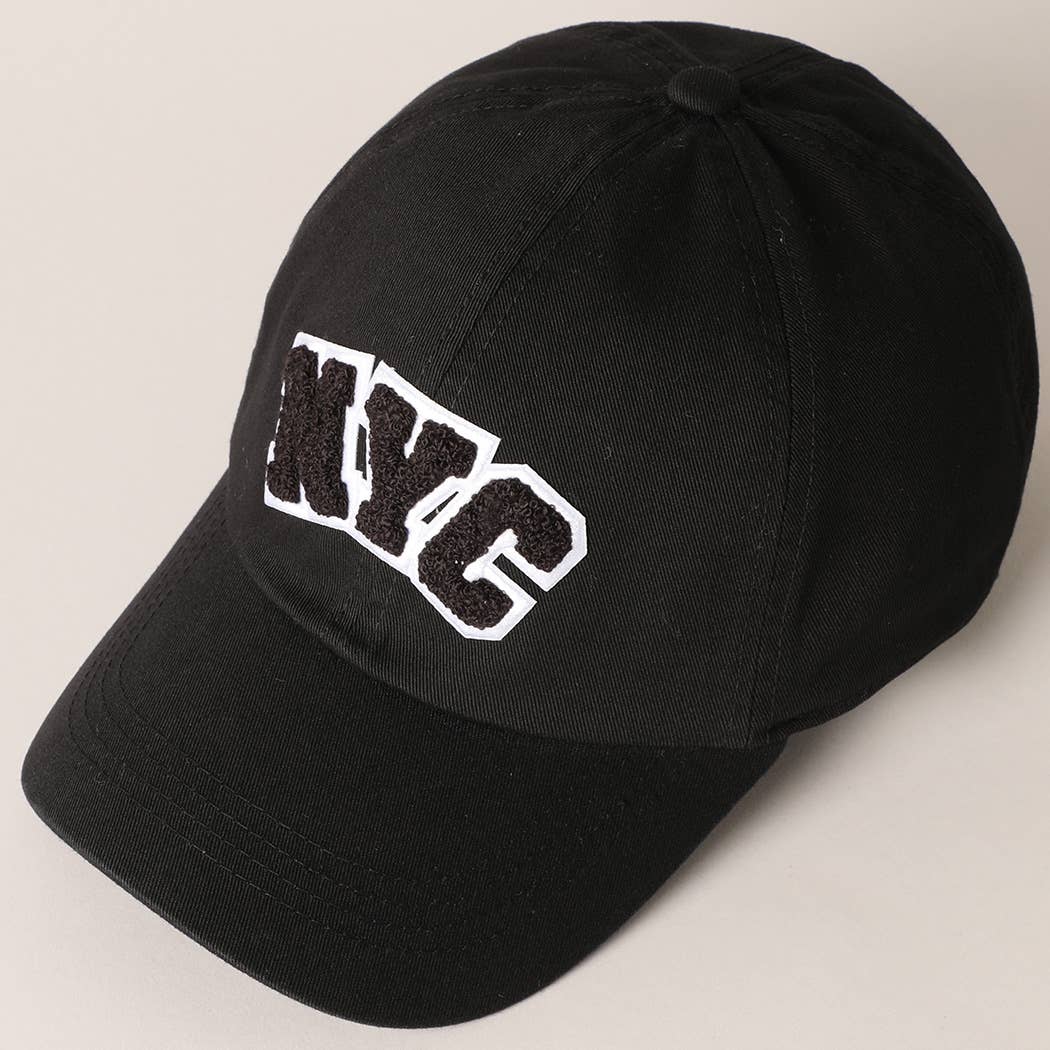 Fashion City - Wholesale Baseball Cap - Women's - NYC Text Chenille Patch Cotton Baseball Cap2