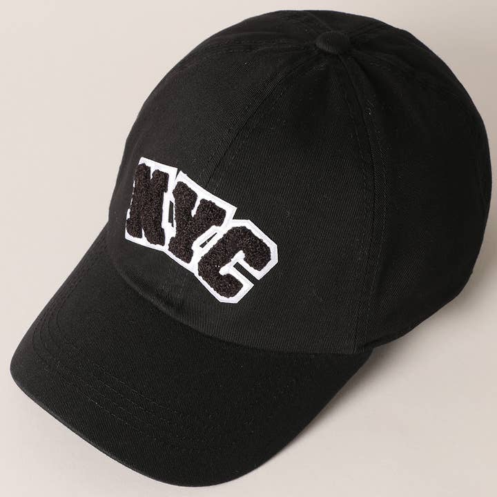 Fashion City - Wholesale Baseball Cap - Women's - NYC Text Chenille Patch Cotton Baseball Cap2