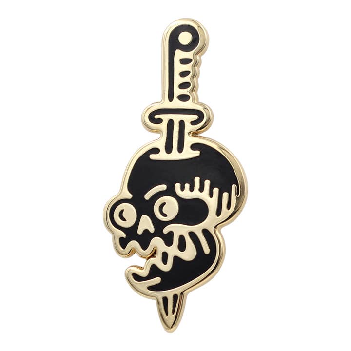 Real Sic – Großhandel Anstecker/Button – Real Sic Totenkopf im Tattoo-Stil, Okkulte, Halloween-Emaille
