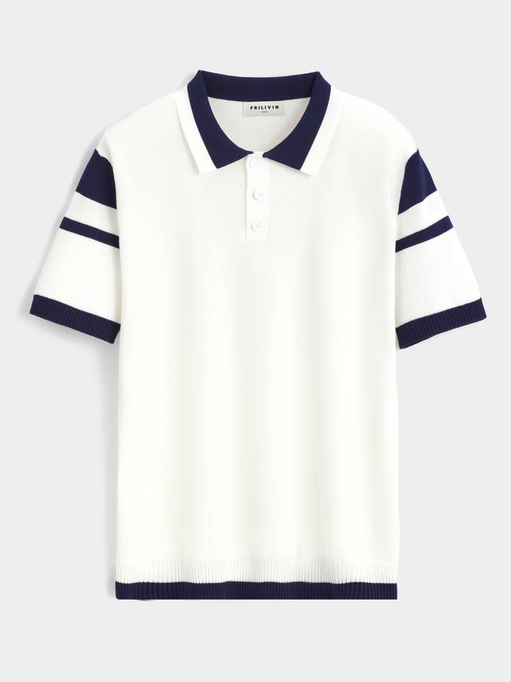 DZTG6026-15 Polo, riscas, gola. por atacado de Frilivin