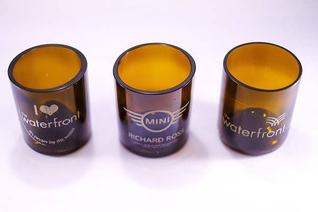 WAS A BOTTLE - Vendita all'ingrosso Bicchiere/tazza - Bicchieri in ambra realizzati con grandi bottiglie di birra.7