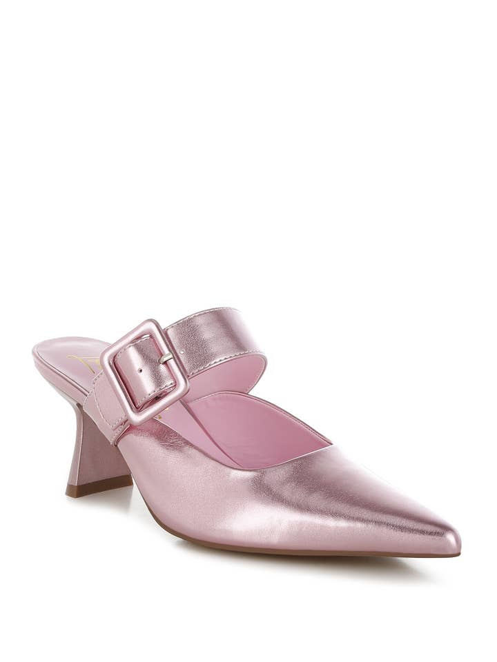 Rag Company - Wholesale Mules - Women's - Bismi Large Buckle Kitten Heel Mules