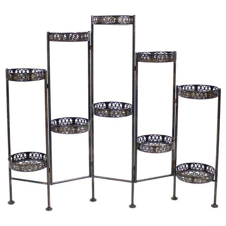 Sunnydaze Decor - Wholesale Plant Pot Stand - 10-Tier Bronze Steel Indoor/Outdoor Folding Plant Stand