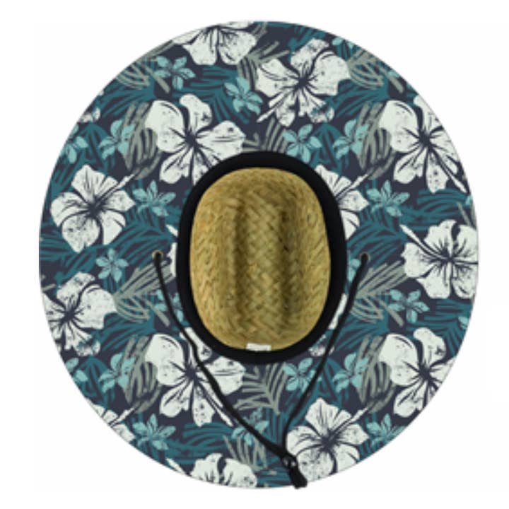 Okuso Custom Gifts - Wholesale Straw Hat - Unisex - Straw Hat with Tiki, Flower, USA under-brim fabric options!2