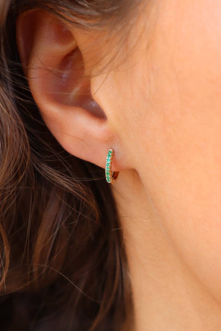 Waekura – wholesale Huggie earrings – Shiny mini creole - Basil1