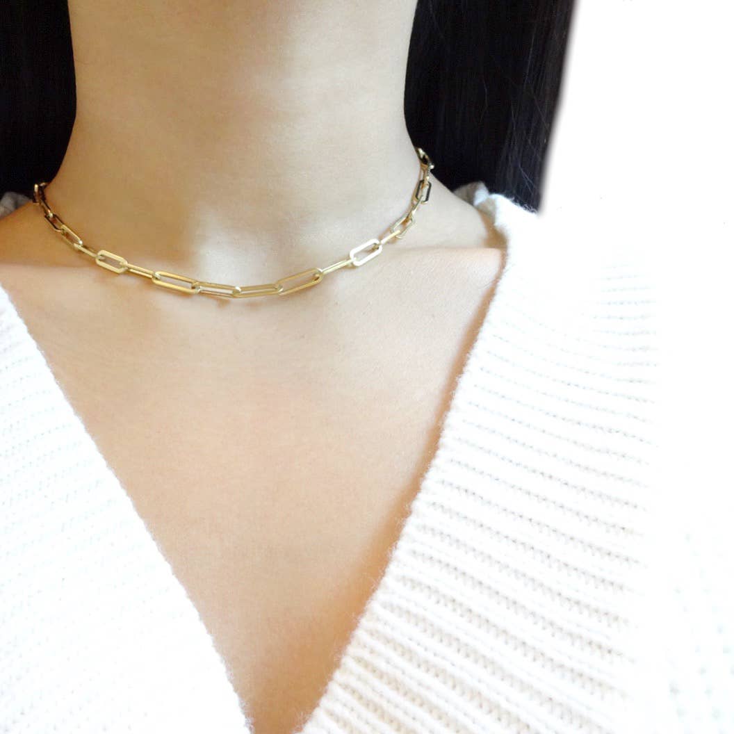 KIKICHIC - Wholesale Link & Chain Necklace - Medium Thick Paper Clip Choker Necklace5