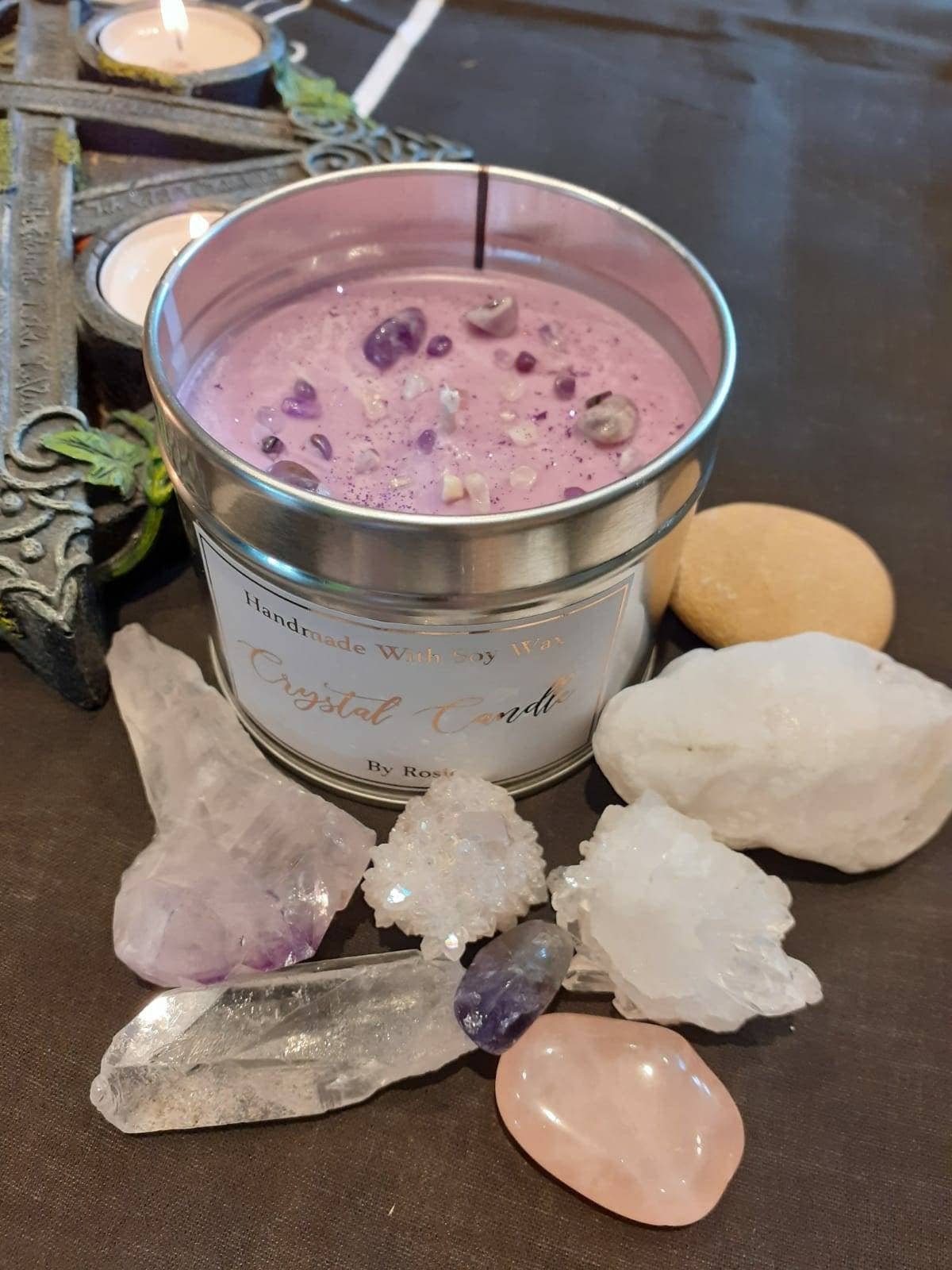 Cosy Rosie Candles - Wholesale Travel Candles - Amethyst Crown Chakra Candle Sandalwood Scented Purple1
