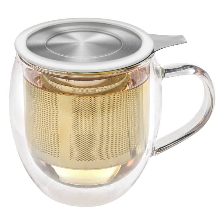 Teabloom - Wholesale Coffee Mug - Teabloom VENICE Double Wall Glass Mug with Infuser & Lid