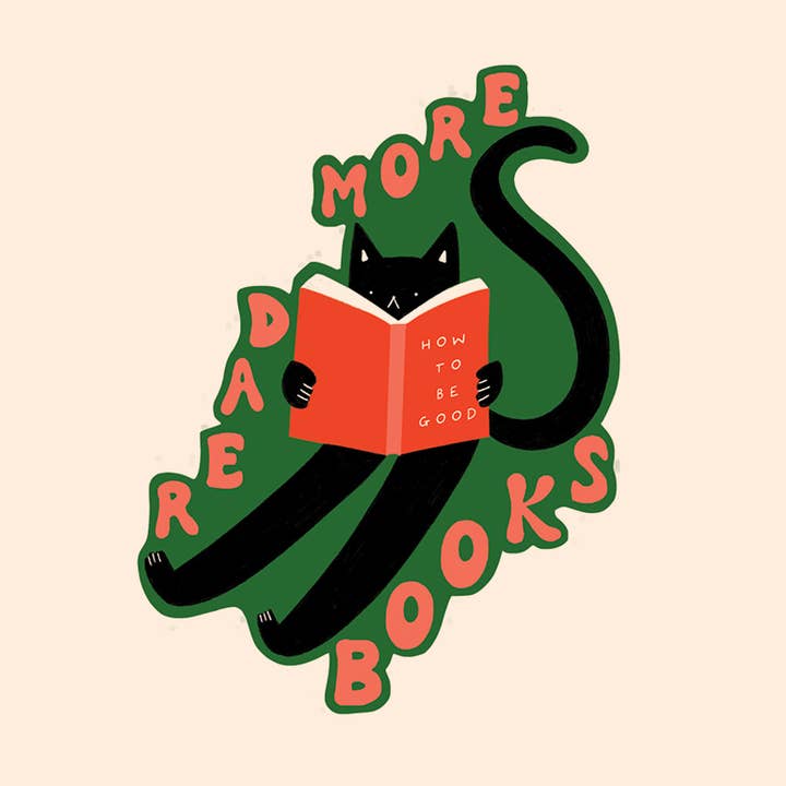 Read More Books Sticker | Black Cat Vinyl Sticker | Cute for wholesale by Little Black Cat Illustrated Goods