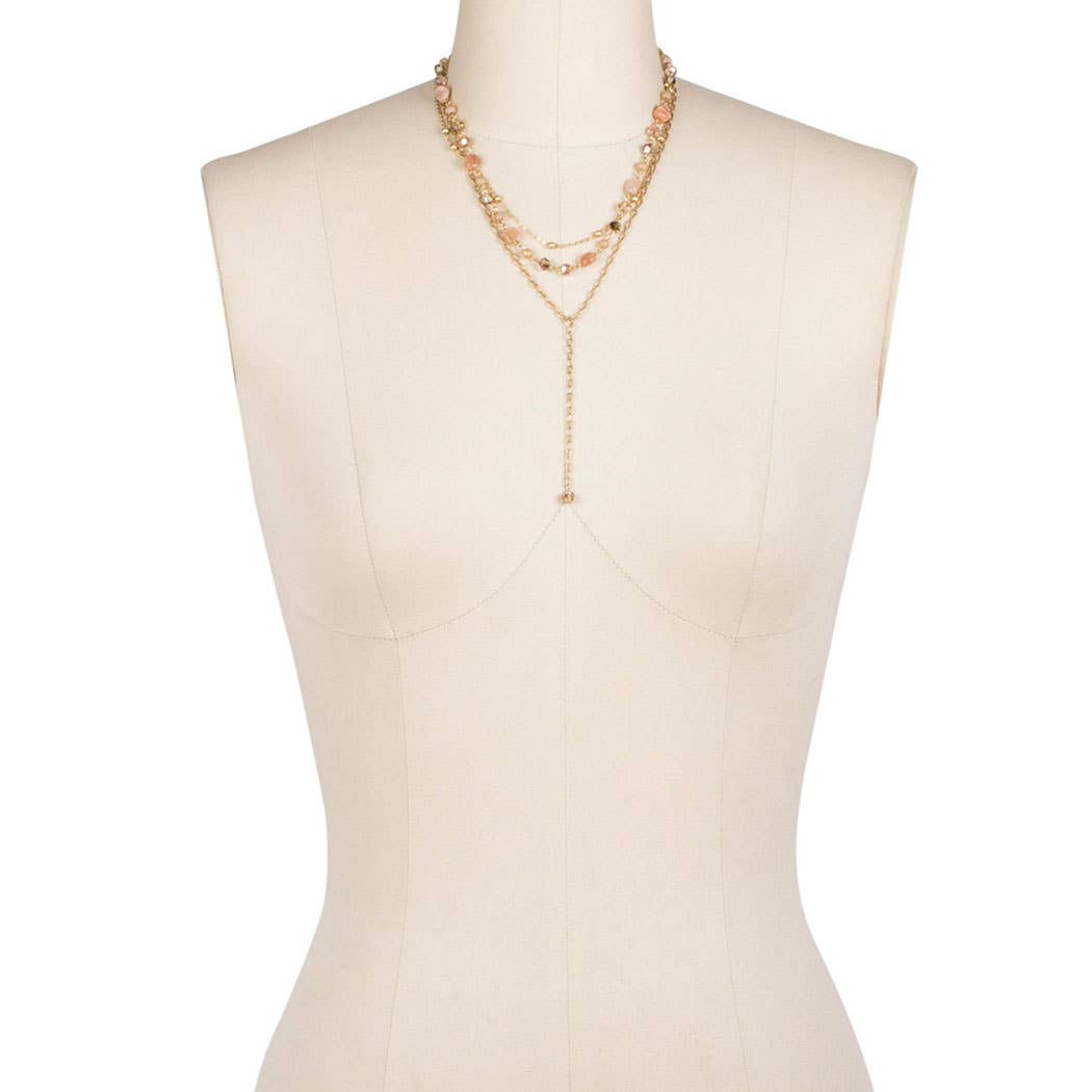 SAACHI - Vente Sautoir et collier en Y - Collier chaîne en perles dorées Layer Cake7