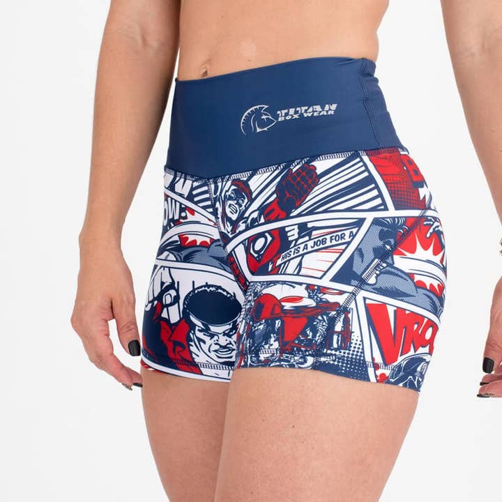 Xtamina Booty korte broek met hoge taille (Comic Life) voor wholesale door Titan Box Wear