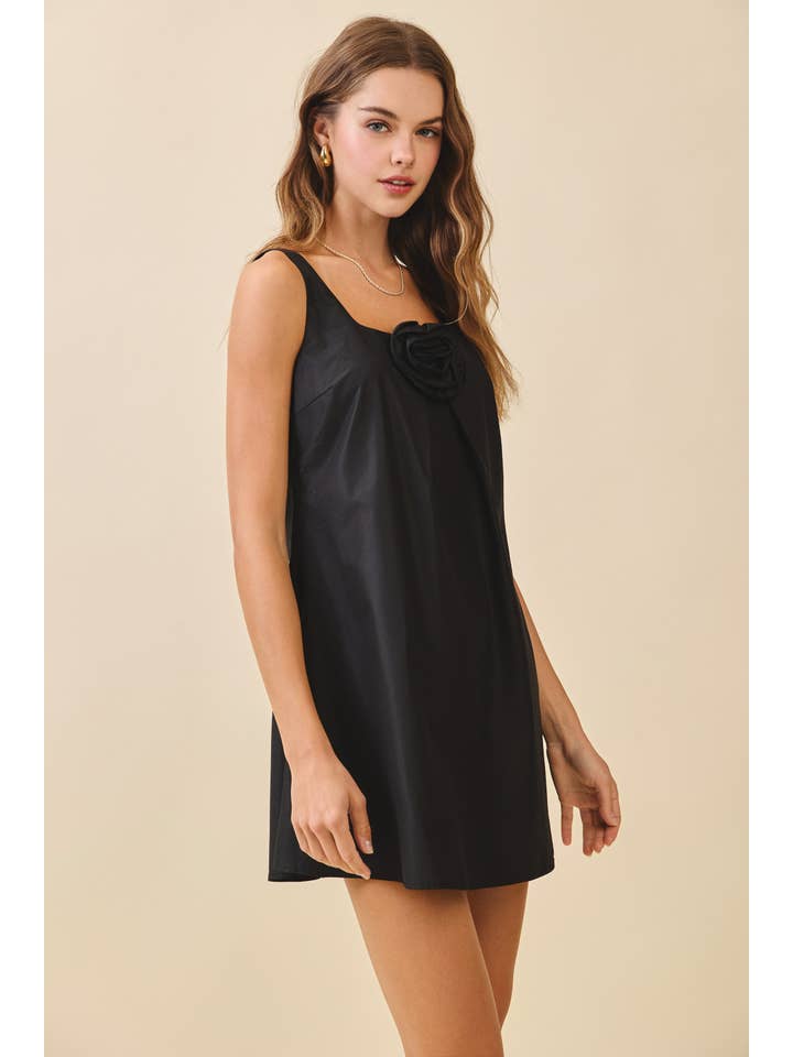 TCEC - Wholesale Dress - Women's - CD05900-A Line 3D Floral Detail Wide Shoulder Mini Dress1