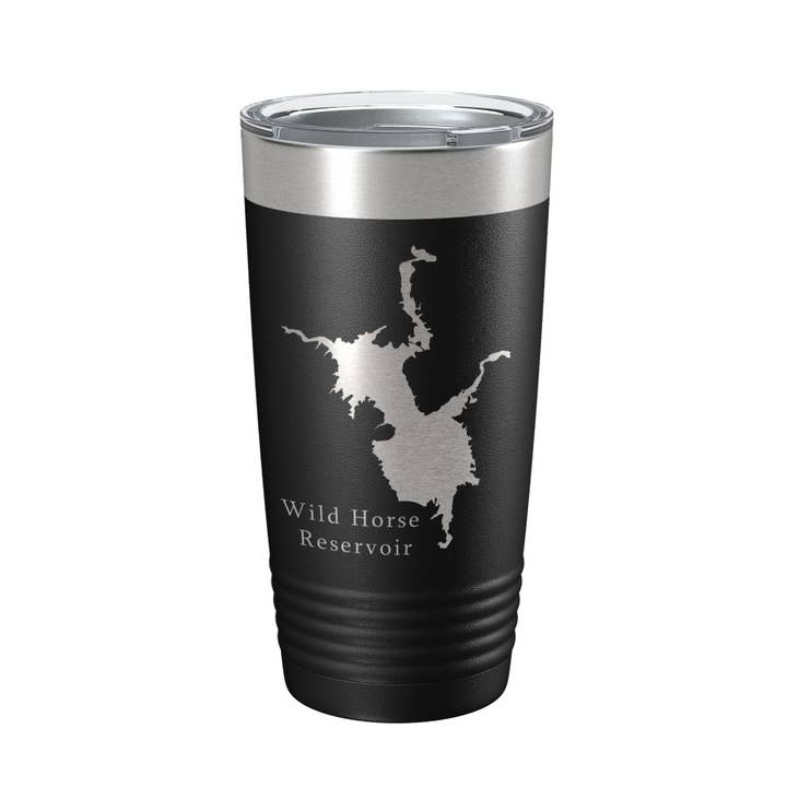 Wild Horse Reservoir Tumbler Lake Map Reisebecher, isolierte, lasergravierte Kaffeetasse Nevada, 20 oz für den Großhandel von CarveBright