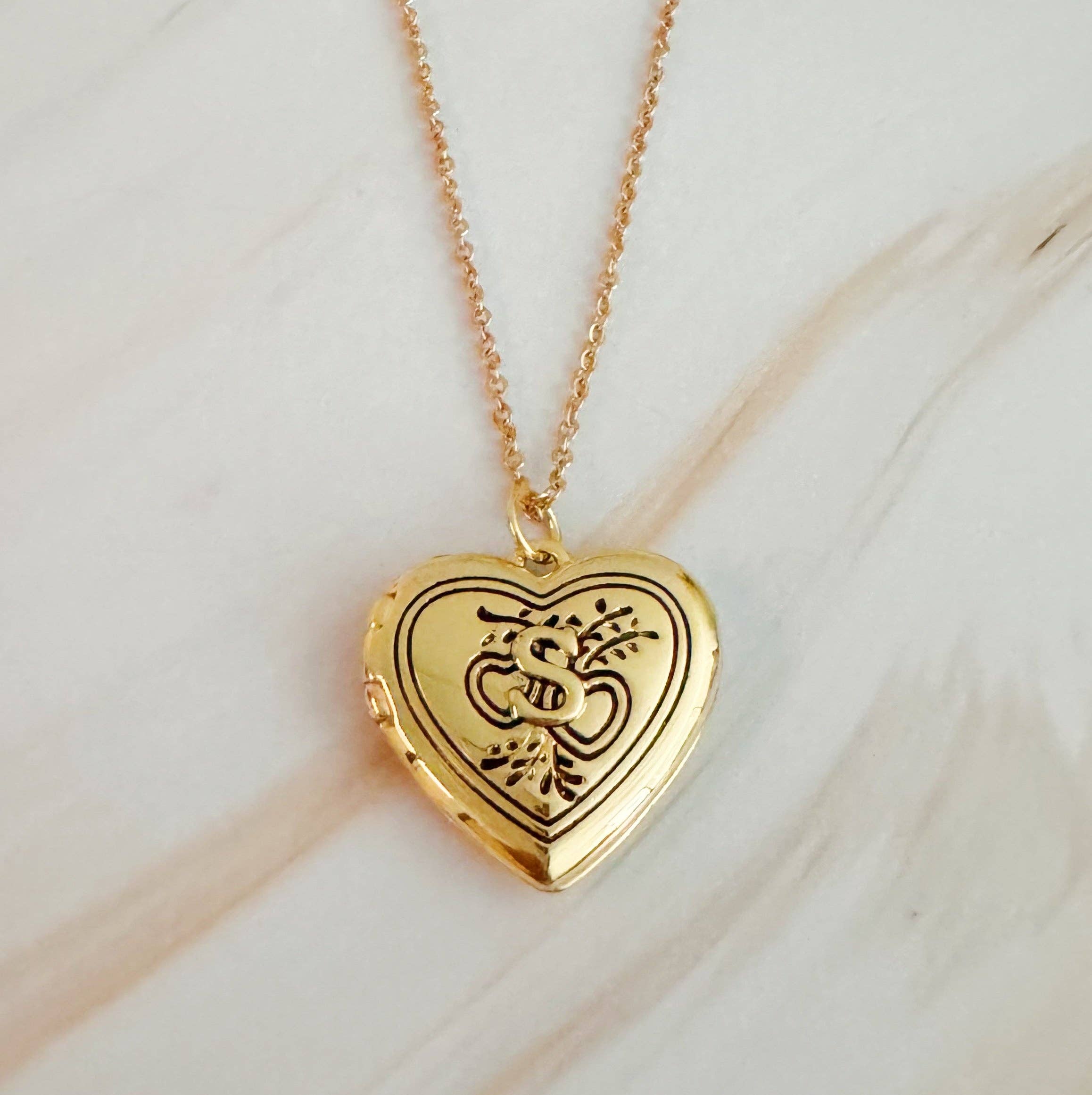 Ellison+Young - Wholesale Locket Necklace - Nostalgic Heart Initial Open Locket Necklace13