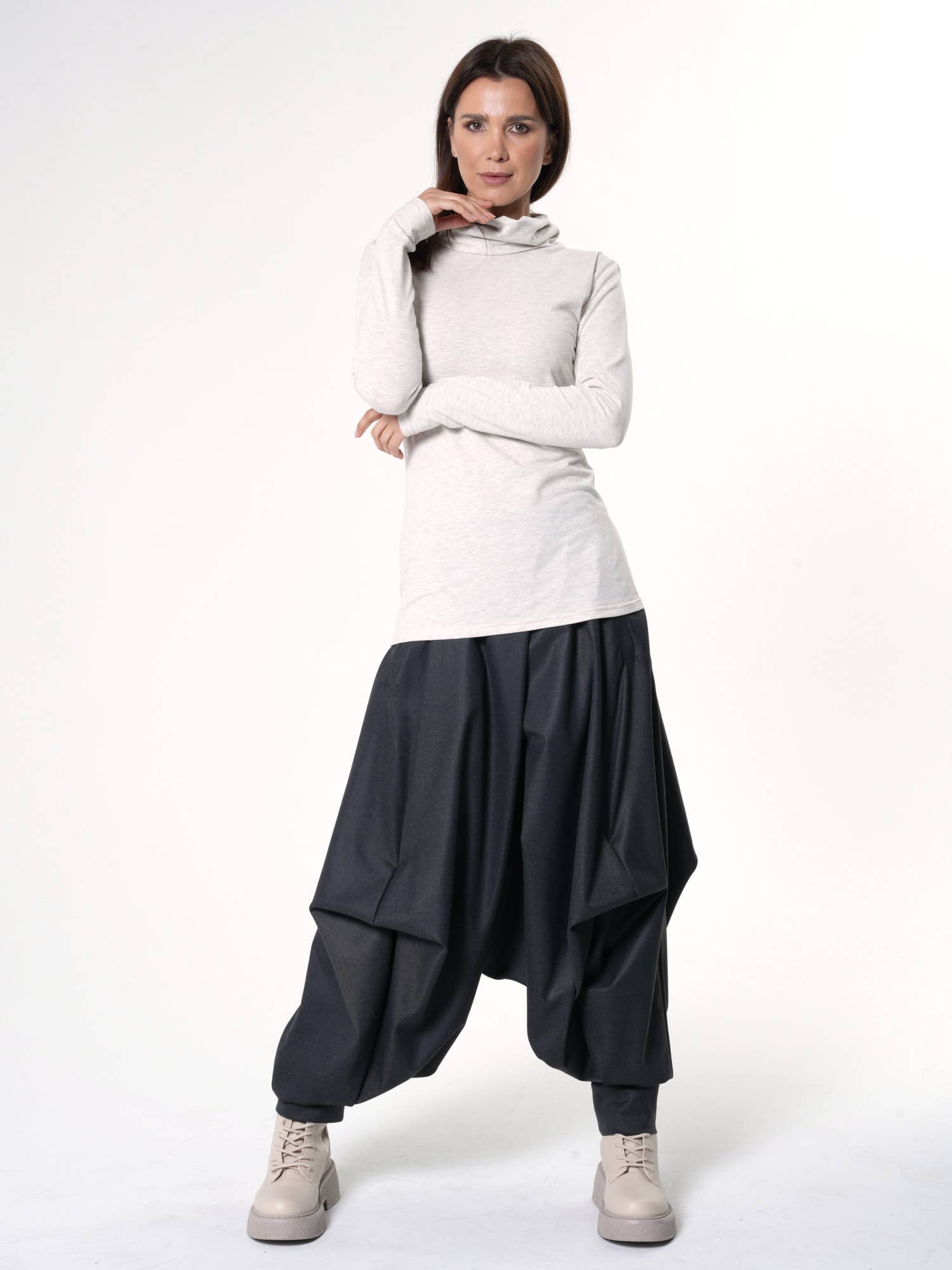 Metamorphoza - Wholesale Blouse - Women's - Casual Turtleneck Top In Ivory2