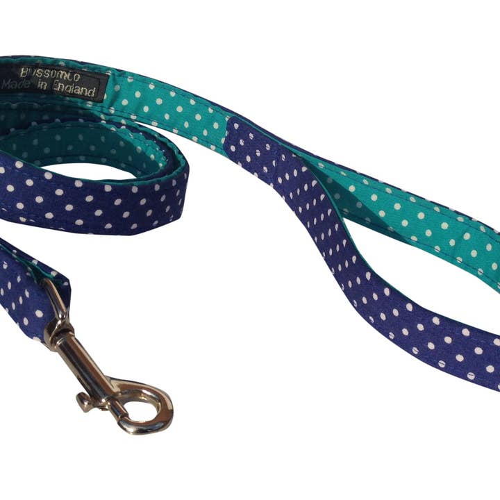 Bertie - Blue Polka Dot Dog Lead for wholesale by BlossomCo