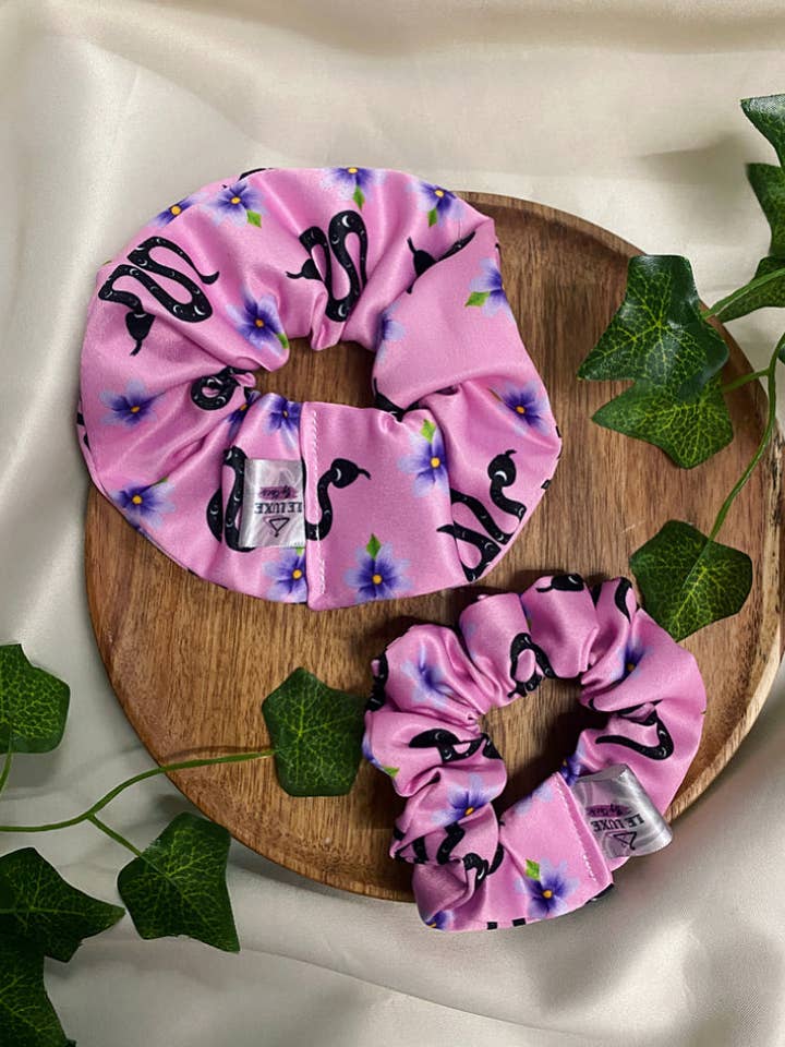 COTTON Pink Snake Scrunchie for wholesale by Le Luxe by Cher