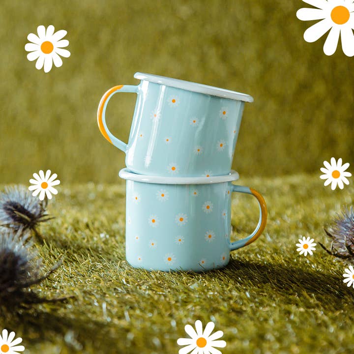 Emalco Enamelware – wholesale Kaffekoppar – 12 oz LJUS MINT EMALJ MUGG | BLOMMOR