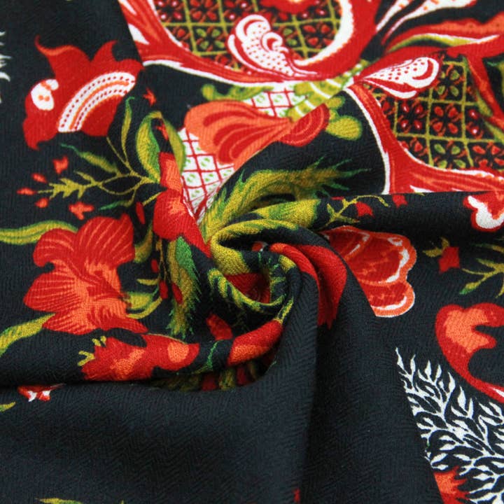 Granat Patchwork Botanischer Wollschal für den Großhandel von Scarflings