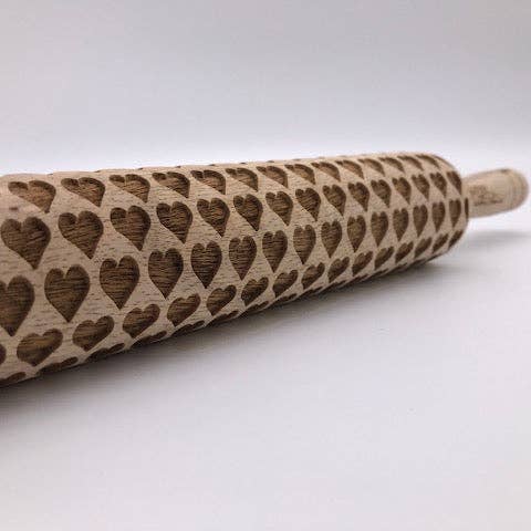 Sweet Rolling Pins - Wholesale Rolling pin - Small Hearts Embossed Rolling Pin For Pottery & Baking