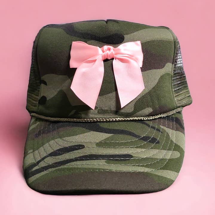 The Candy Collections - Wholesale Trucker hat – Women’s - Coquette Pink Satin Bow Trucker Hat0