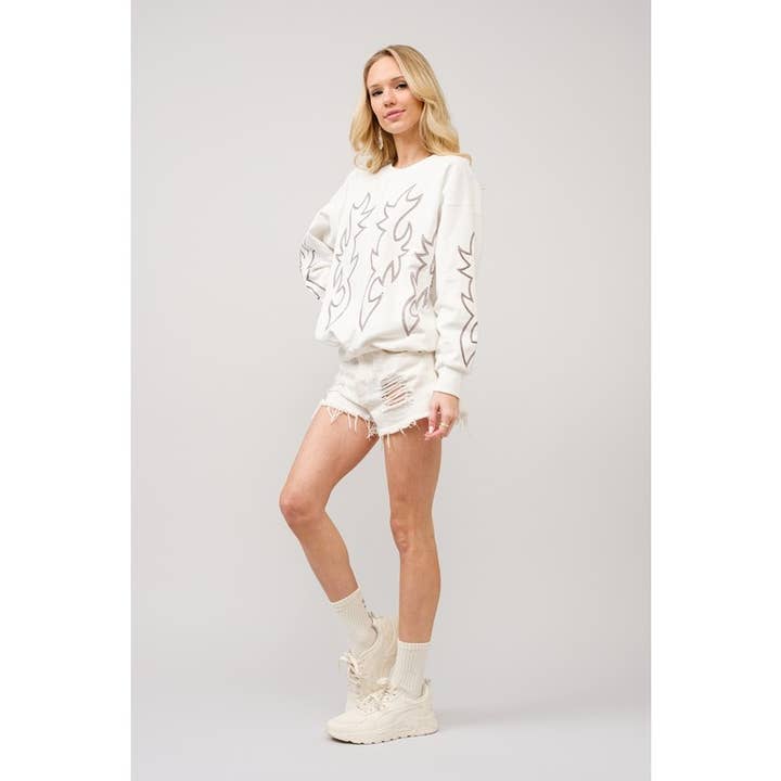 BNS - Wholesale Graphic Sweatshirt - Women's - Western Boots Stitch Long Sleeve Sweatshirt Top13