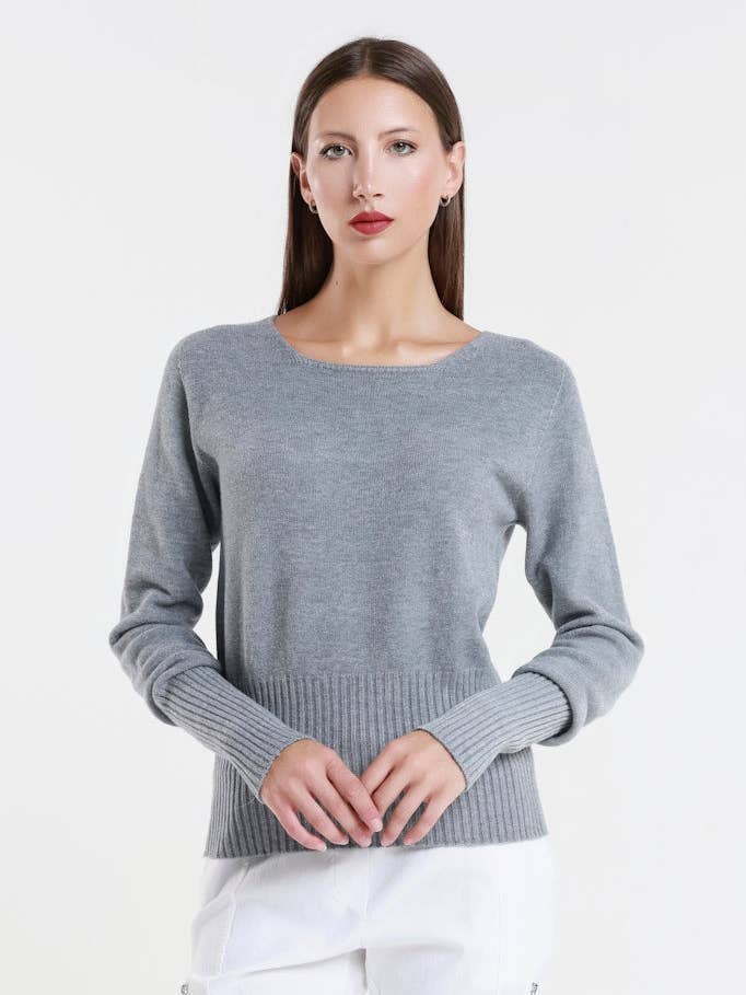 Monica Seriously Soft Kurzer Pullover mit geripptem Saum (BLS436) für den Großhandel von TINA Stephens Italy/Tees By Tina