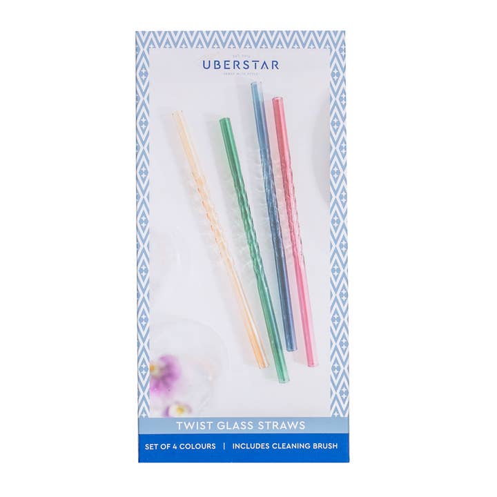 UBERSTAR – wholesale Drinking straw – Twist Glass Coloured Straws - Set of 410