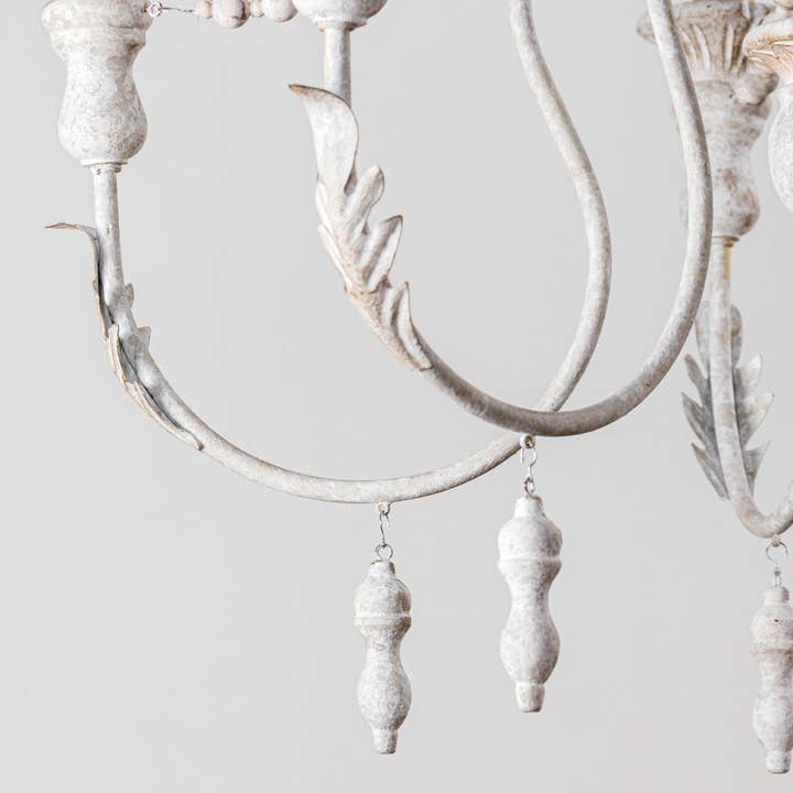 Brio Lighting - Wholesale Chandelier/Hanging Light - Lusteria Traditional Handmade 6-Light Wood White Chandelier13