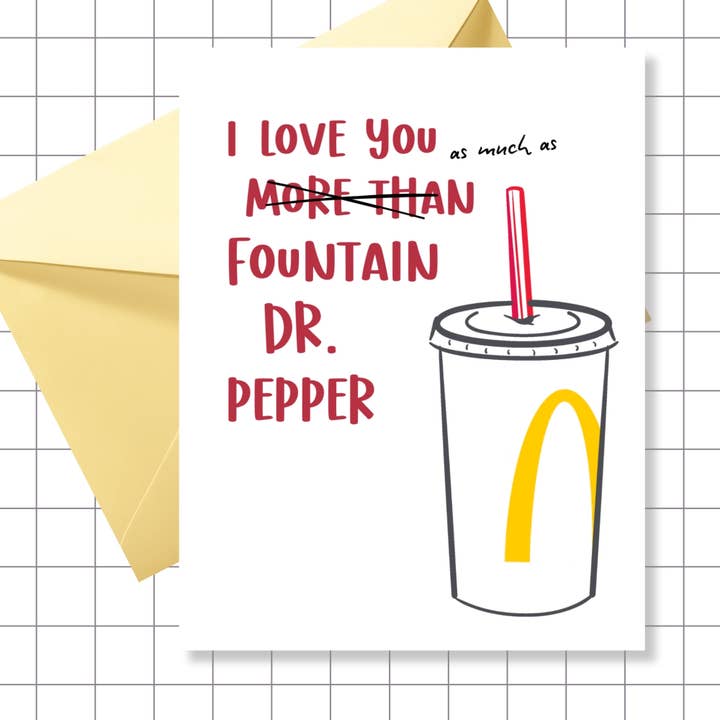 Fountain Dr. Pepper Romantic Greeting Card for wholesale by Motel Paper Los Angeles