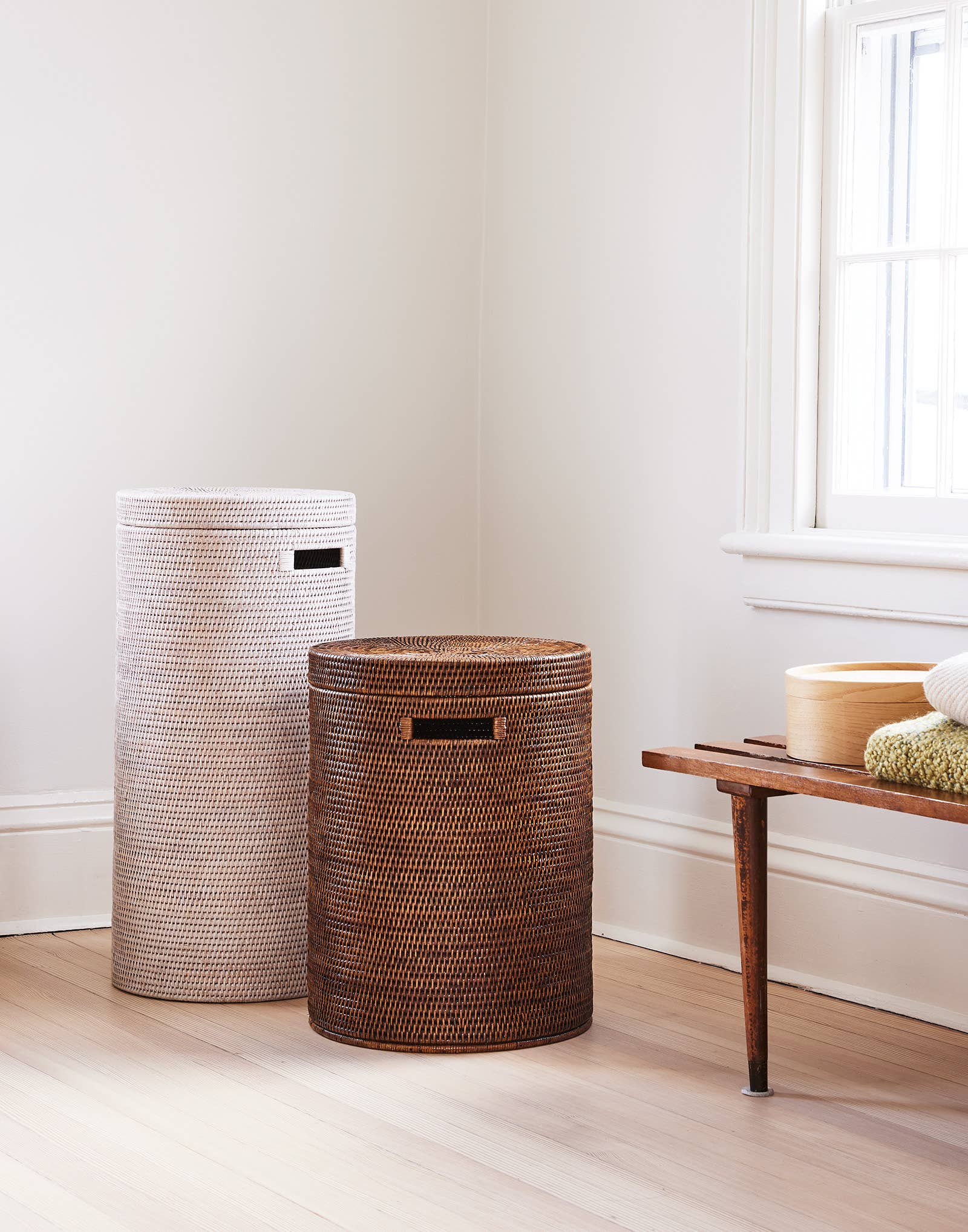 Matahari - Vente Corbeille à linge - Panier à linge rond (petit) - 14x20'H5