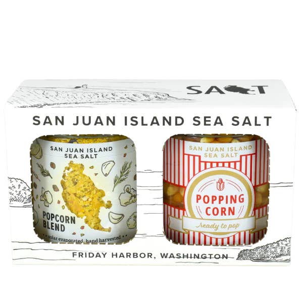 San Juan Island Sea Salt - Wholesale Popcorn - Movie Night Two Pack Gift Set
